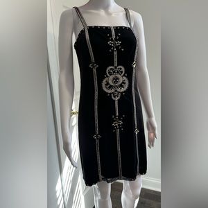 White House Black Market Black Beaded Embellished Sheath Dress
